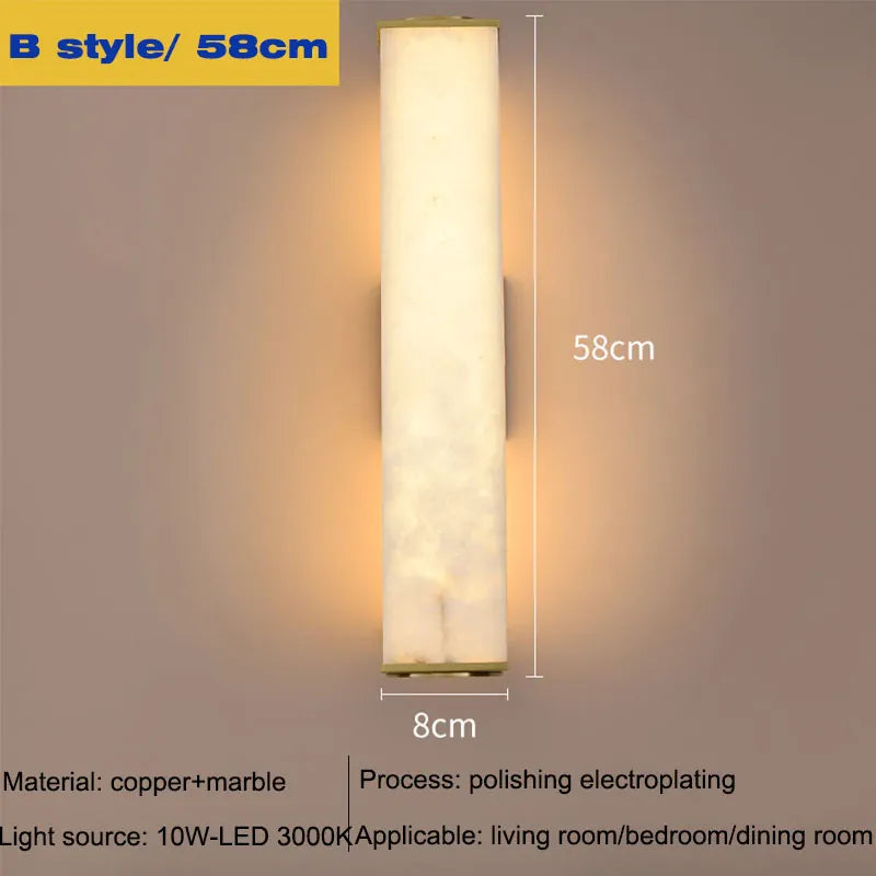 Verthara Premium Marble & Copper Gold Wall Sconce B 58CM / Cool White(5500-7000K)