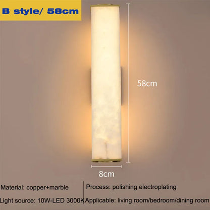 Verthara Premium Marble & Copper Gold Wall Sconce B 58CM / Cool White(5500-7000K)