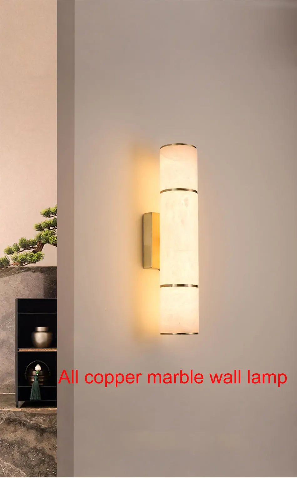Verthara Premium Marble & Copper Gold Wall Sconce
