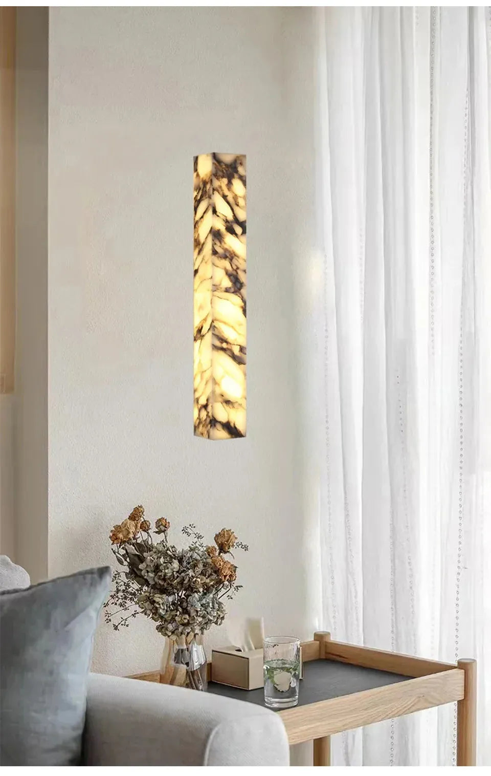 Verthara Premium Marble Cuboid LED Wall Sconce