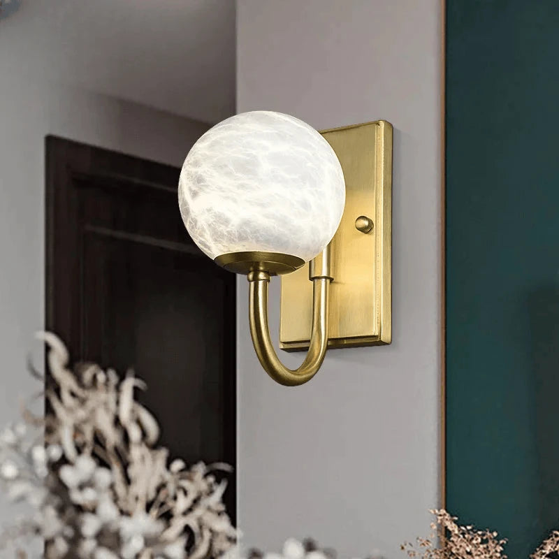 Verthara Premium Marble & Gold G9 Bedside Wall Sconce
