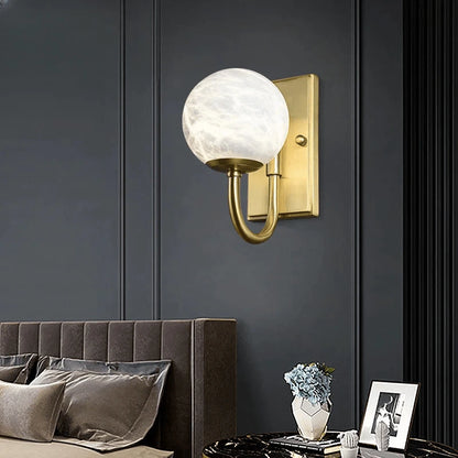Verthara Premium Marble & Gold G9 Bedside Wall Sconce