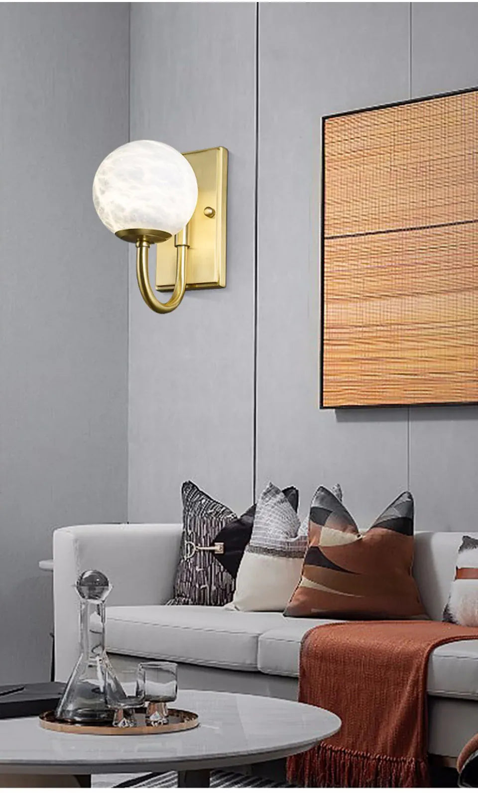 Verthara Premium Marble & Gold G9 Bedside Wall Sconce