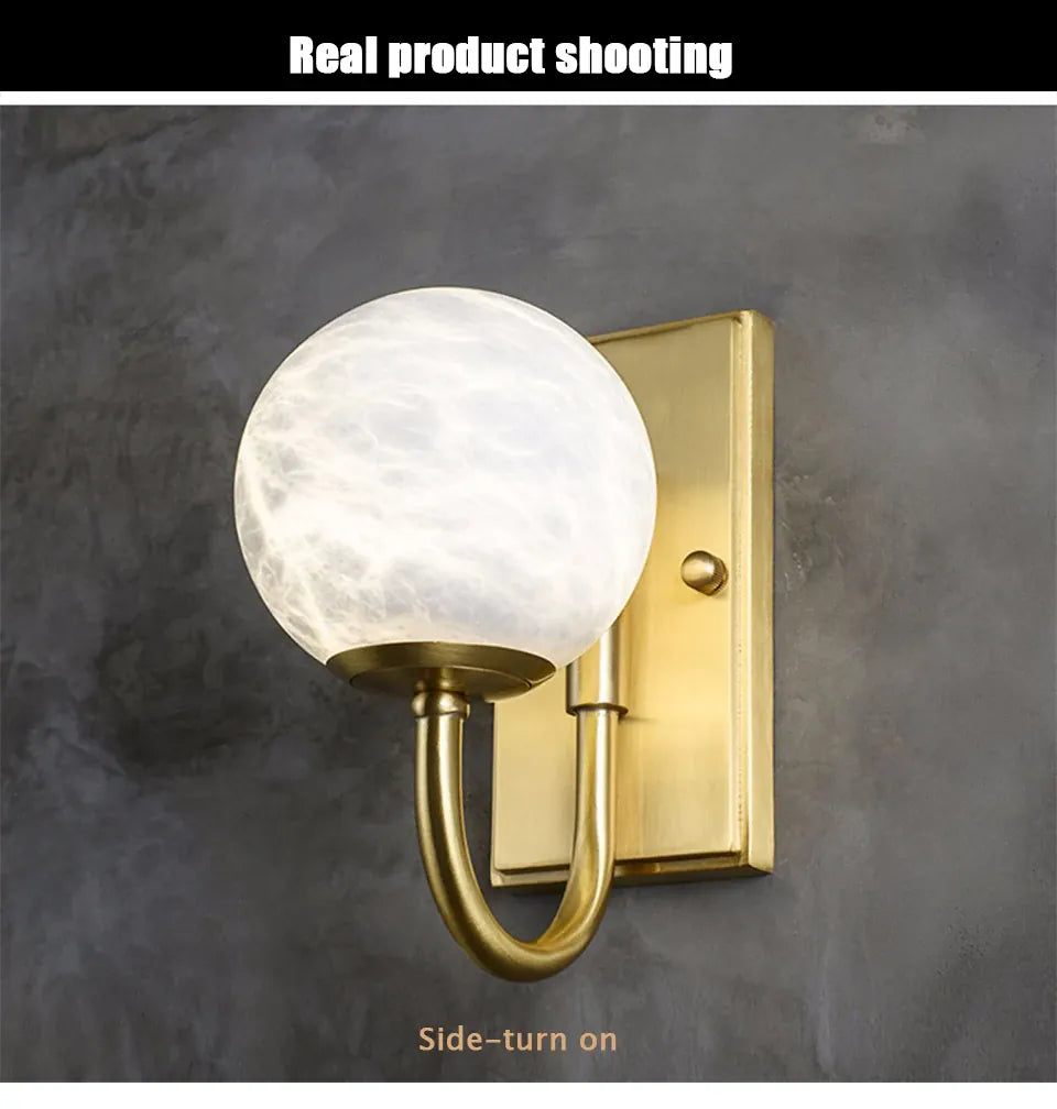 Verthara Premium Marble & Gold G9 Bedside Wall Sconce