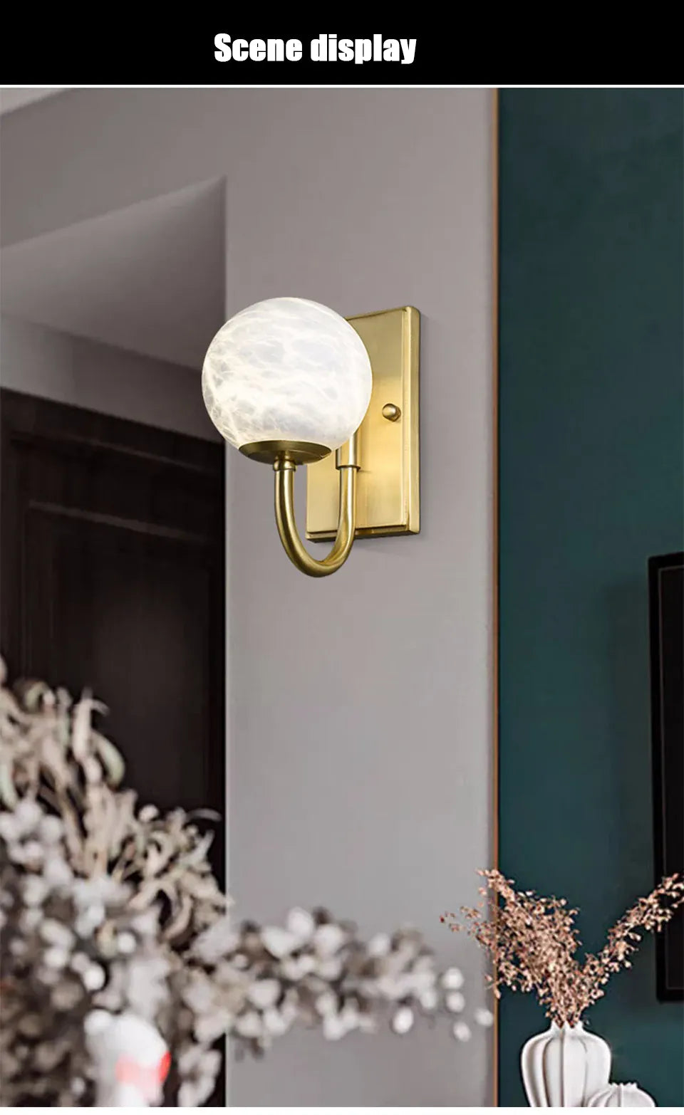 Verthara Premium Marble & Gold G9 Bedside Wall Sconce