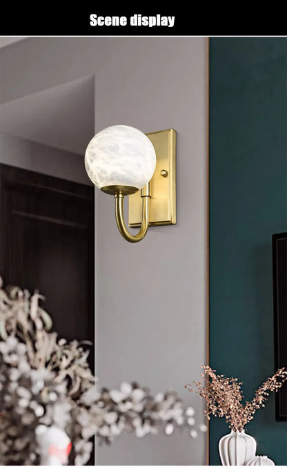 Verthara Premium Marble & Gold G9 Bedside Wall Sconce