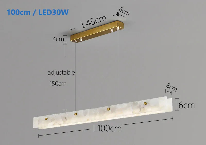 Verthara Premium Marble Linear Pendant Light Gold L100cm