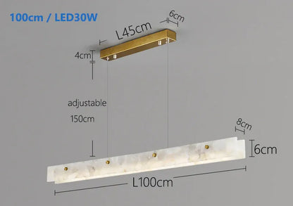 Verthara Premium Marble Linear Pendant Light Gold L100cm