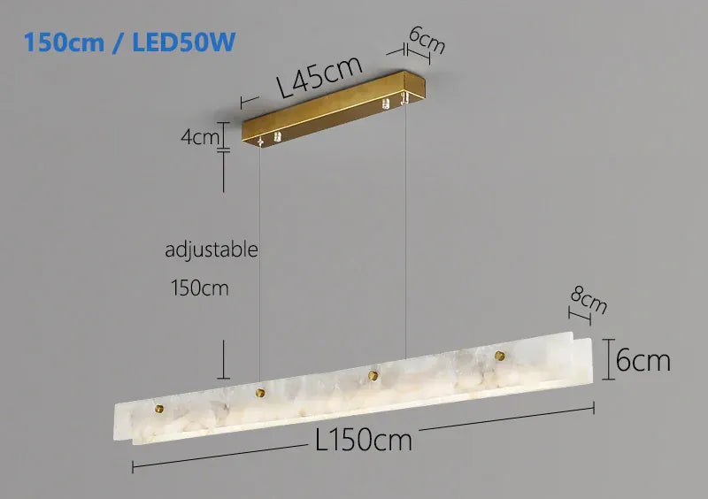 Verthara Premium Marble Linear Pendant Light Gold L150cm