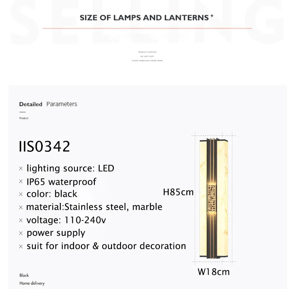 Verthara Premium Marble Outdoor Porch Wall Light