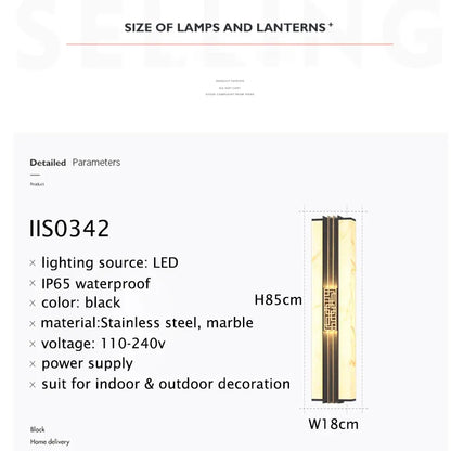 Verthara Premium Marble Outdoor Porch Wall Light