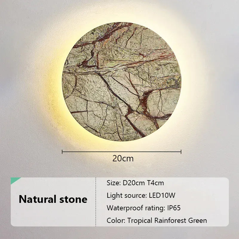 Verthara Premium Marble Outdoor Wall Light - Wall-Mounted - Weatherproof - Round Design - Natural Stone - Ideal for Garden and Balcony Default