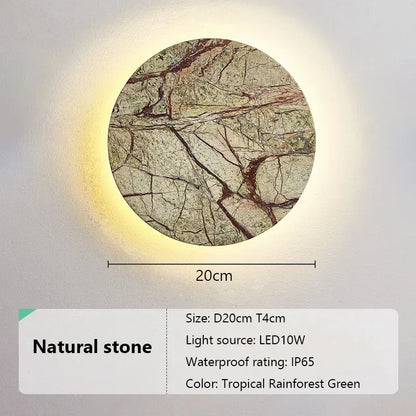 Verthara Premium Marble Outdoor Wall Light - Wall-Mounted - Weatherproof - Round Design - Natural Stone - Ideal for Garden and Balcony Default