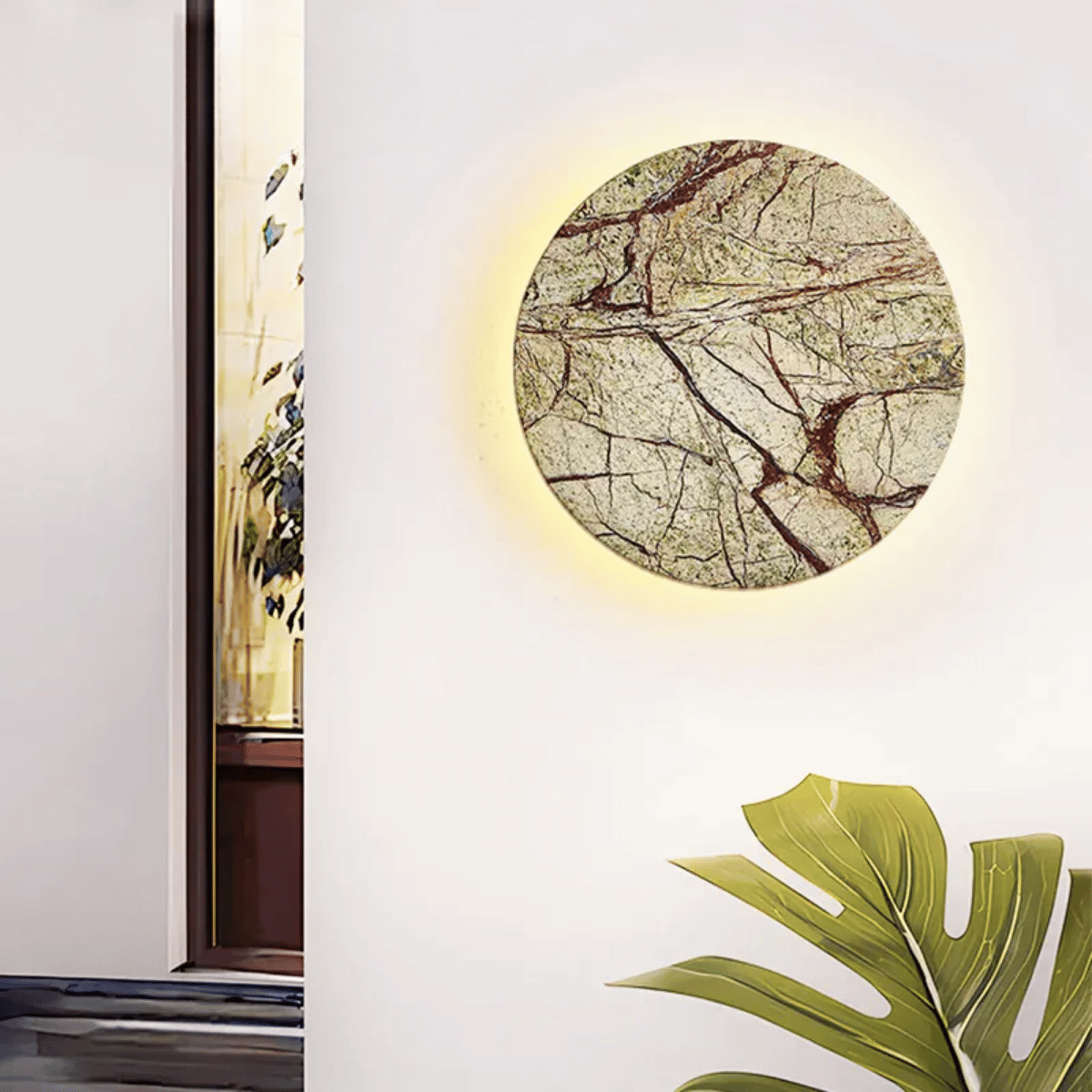 Verthara Premium Marble Outdoor Wall Light - Wall-Mounted - Weatherproof - Round Design - Natural Stone - Ideal for Garden and Balcony Default