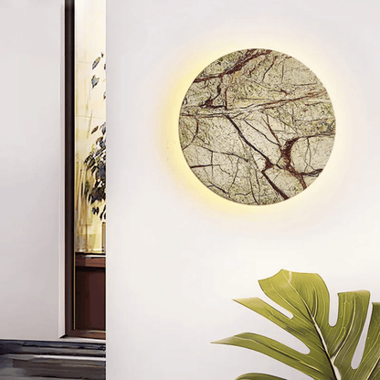 Verthara Premium Marble Outdoor Wall Light - Wall-Mounted - Weatherproof - Round Design - Natural Stone - Ideal for Garden and Balcony Default
