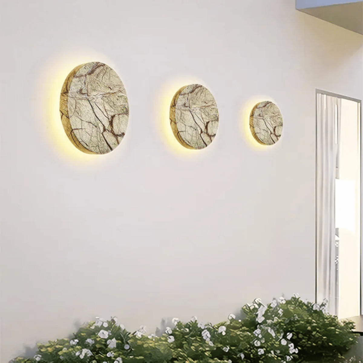 Verthara Premium Marble Outdoor Wall Light - Wall-Mounted - Weatherproof - Round Design - Natural Stone - Ideal for Garden and Balcony Default