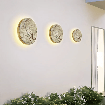 Verthara Premium Marble Outdoor Wall Light - Wall-Mounted - Weatherproof - Round Design - Natural Stone - Ideal for Garden and Balcony Default