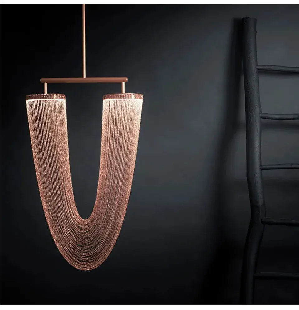 Verthara Premium Metal Tassel Rose Gold Chandelier