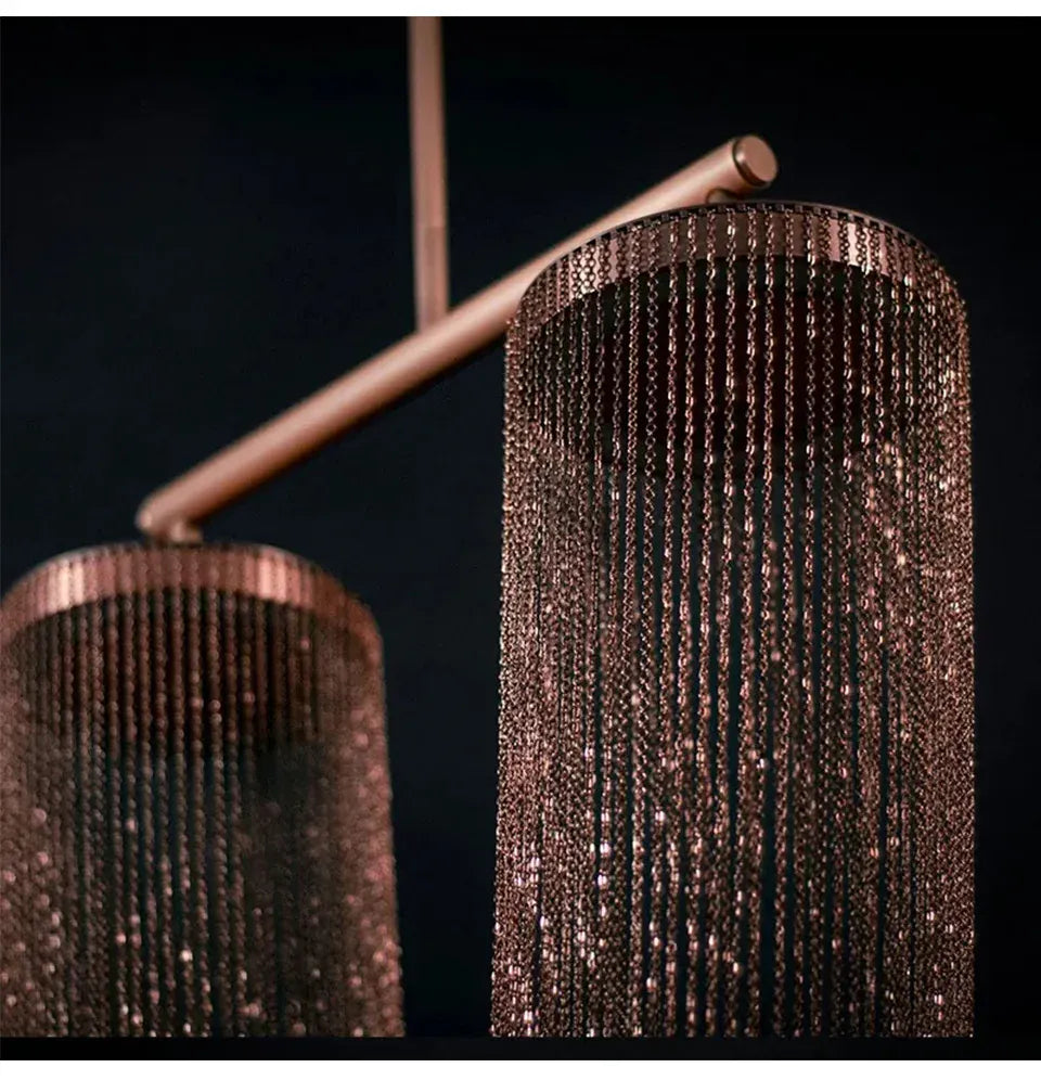 Verthara Premium Metal Tassel Rose Gold Chandelier
