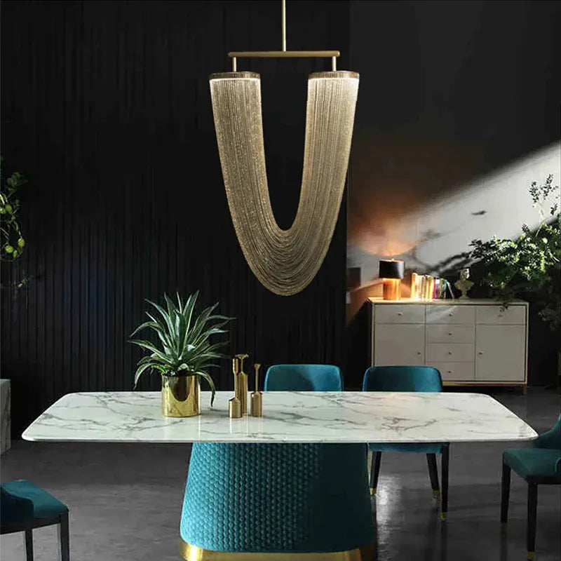Verthara Premium Metal Tassel Rose Gold Chandelier
