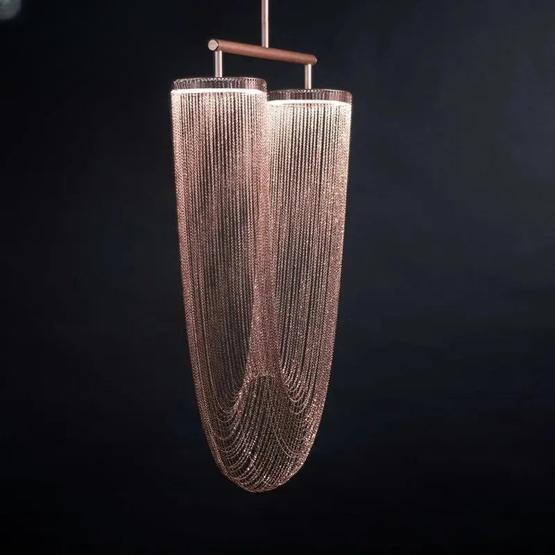 Verthara Premium Metal Tassel Rose Gold Chandelier