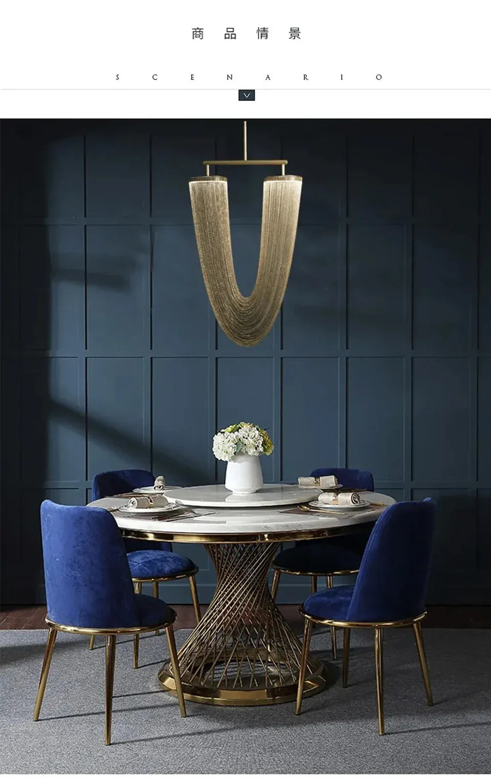 Verthara Premium Metal Tassel Rose Gold Chandelier