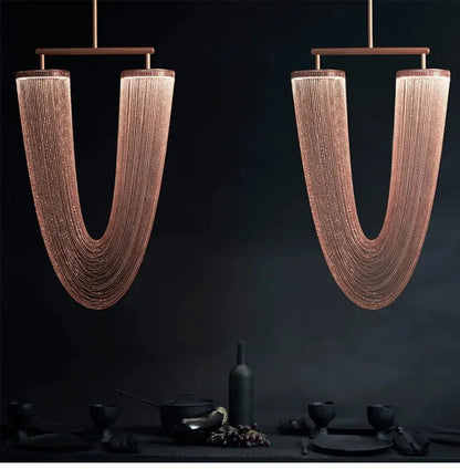 Verthara Premium Metal Tassel Rose Gold Chandelier