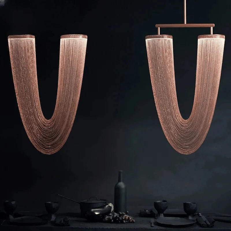 Verthara Premium Metal Tassel Rose Gold Chandelier