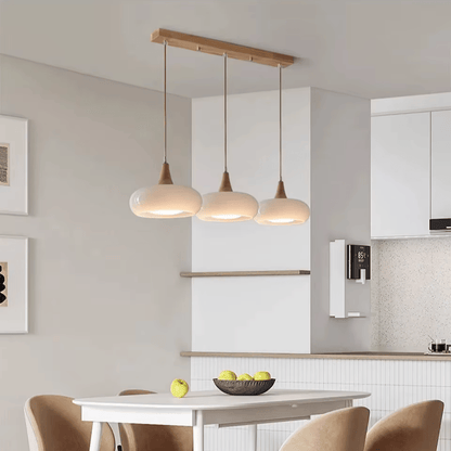Verthara Premium Mid-Century Persimmon Glass & Wood Pendant Light