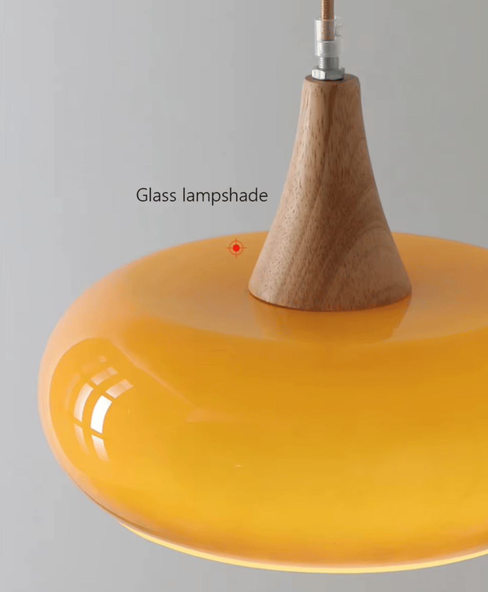 Verthara Premium Mid-Century Persimmon Glass & Wood Pendant Light