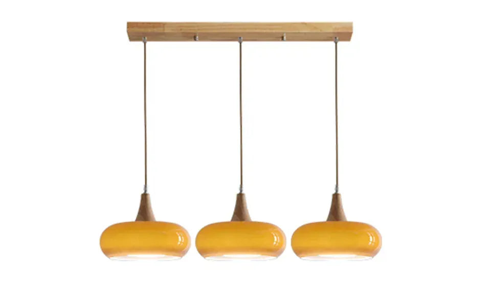 Verthara Premium Mid-Century Persimmon Glass & Wood Pendant Light