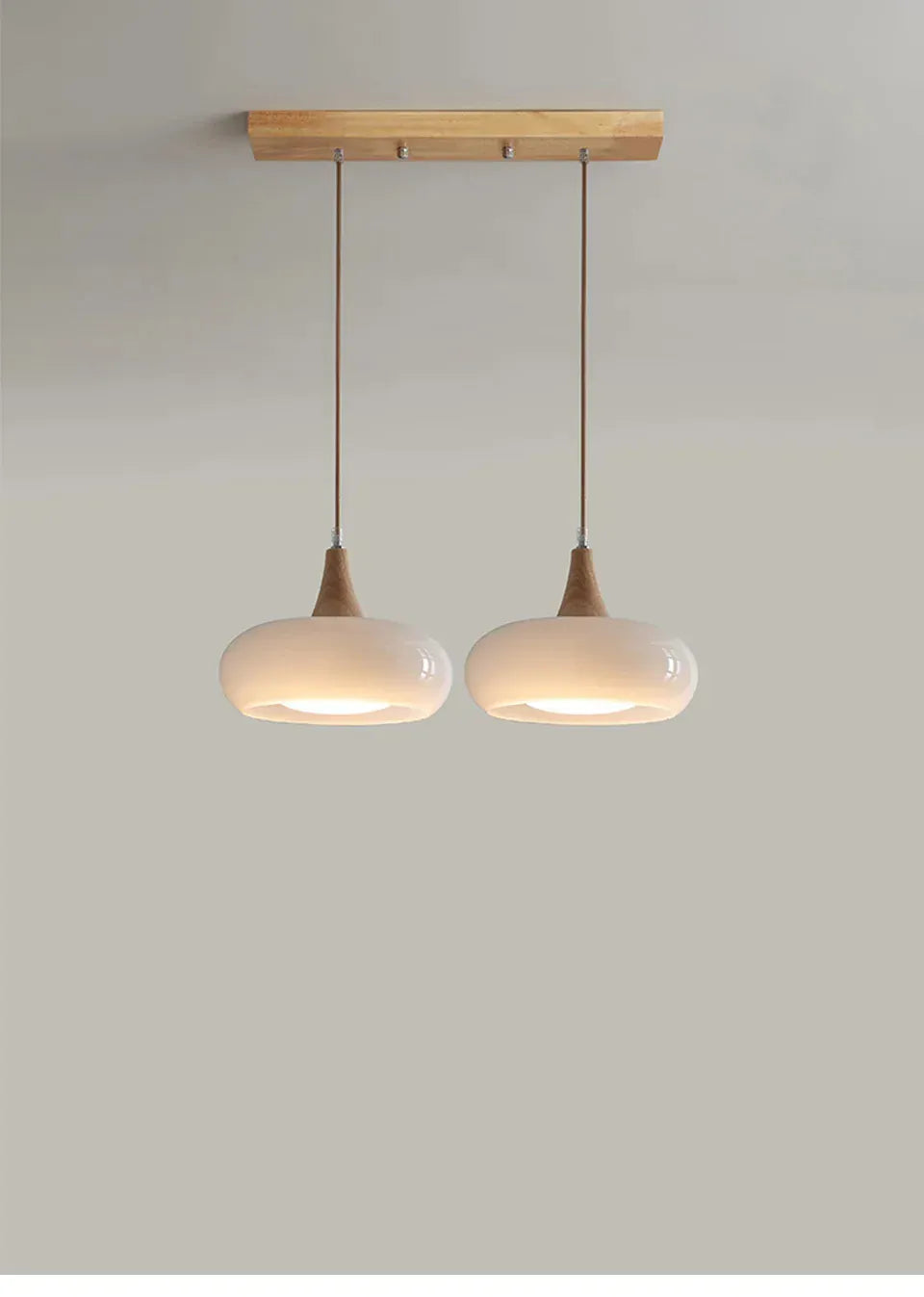 Verthara Premium Mid-Century Persimmon Glass & Wood Pendant Light