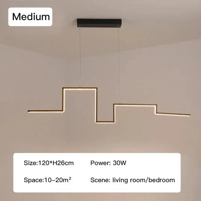 Verthara Premium Minimalist Black Geometric Pendant Light C-120cmxH26
