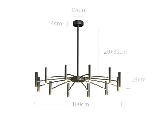 Verthara Premium Minimalist G9 Chandelier Black12 heads D100cm