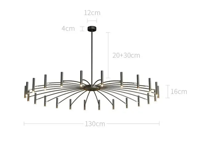 Verthara Premium Minimalist G9 Chandelier Black24 heads D130cm