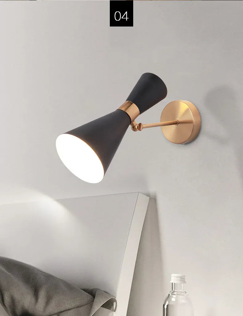 Verthara Premium Minimalist Gold & Black Bedside Wall Light