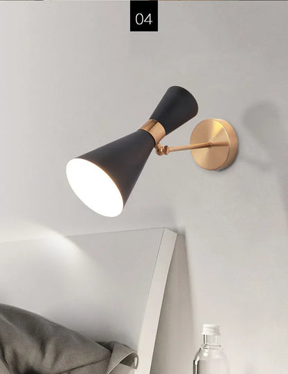 Verthara Premium Minimalist Gold & Black Bedside Wall Light