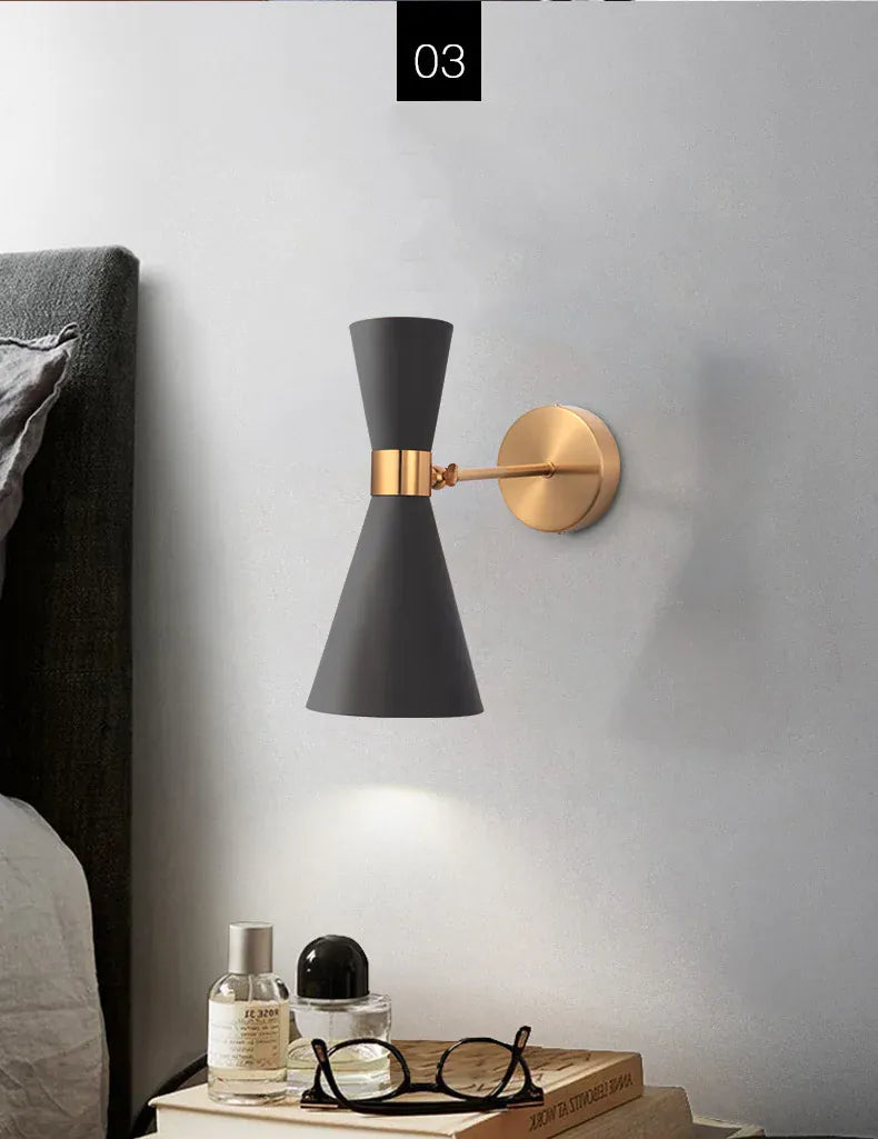 Verthara Premium Minimalist Gold & Black Bedside Wall Light