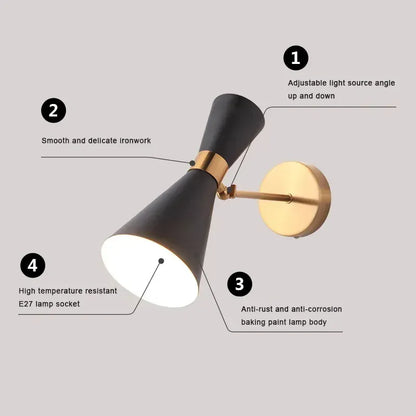 Verthara Premium Minimalist Gold & Black Bedside Wall Light Black / Cool White(5500-7000K)