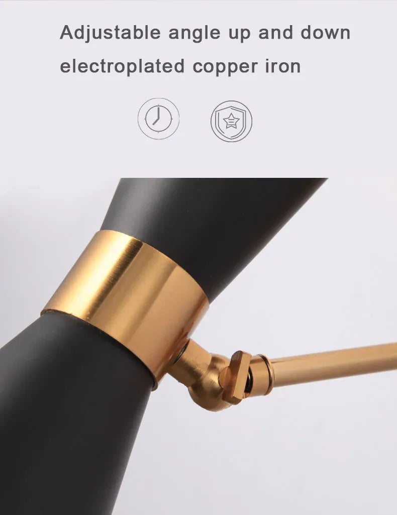 Verthara Premium Minimalist Gold & Black Bedside Wall Light