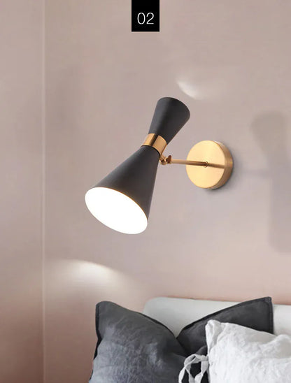 Verthara Premium Minimalist Gold & Black Bedside Wall Light