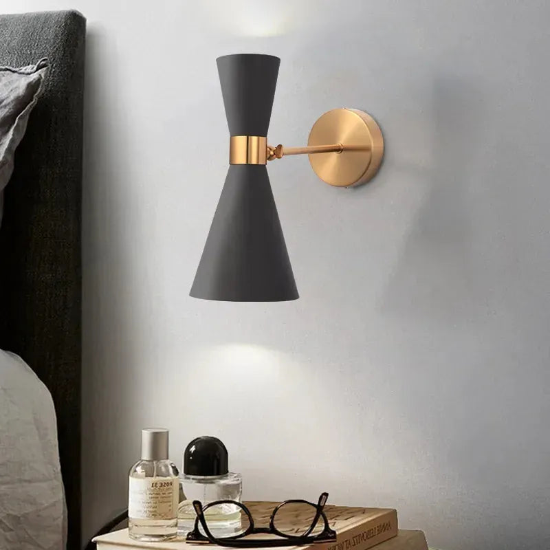 Verthara Premium Minimalist Gold & Black Bedside Wall Light