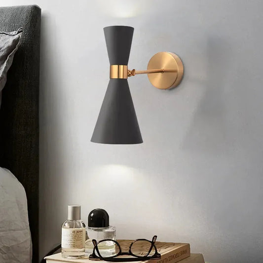 Verthara Premium Minimalist Gold & Black Bedside Wall Light
