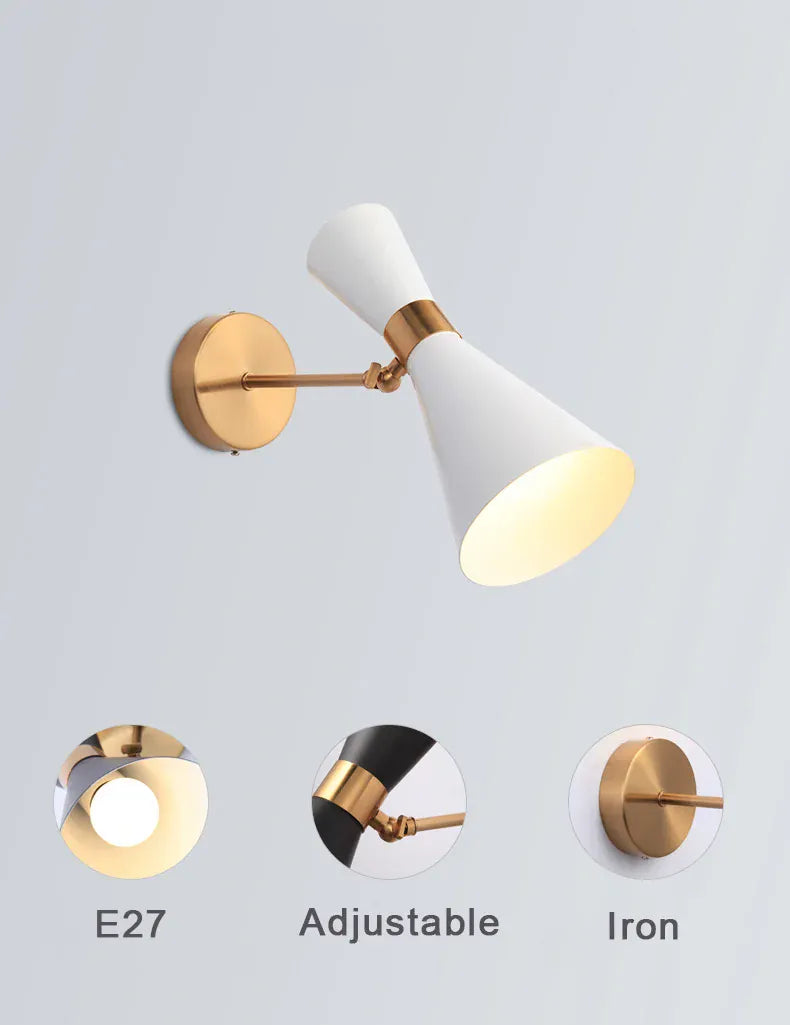 Verthara Premium Minimalist Gold & Black Bedside Wall Light