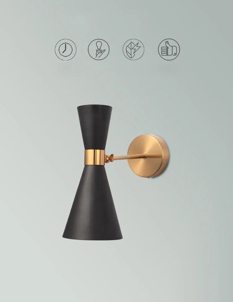 Verthara Premium Minimalist Gold & Black Bedside Wall Light