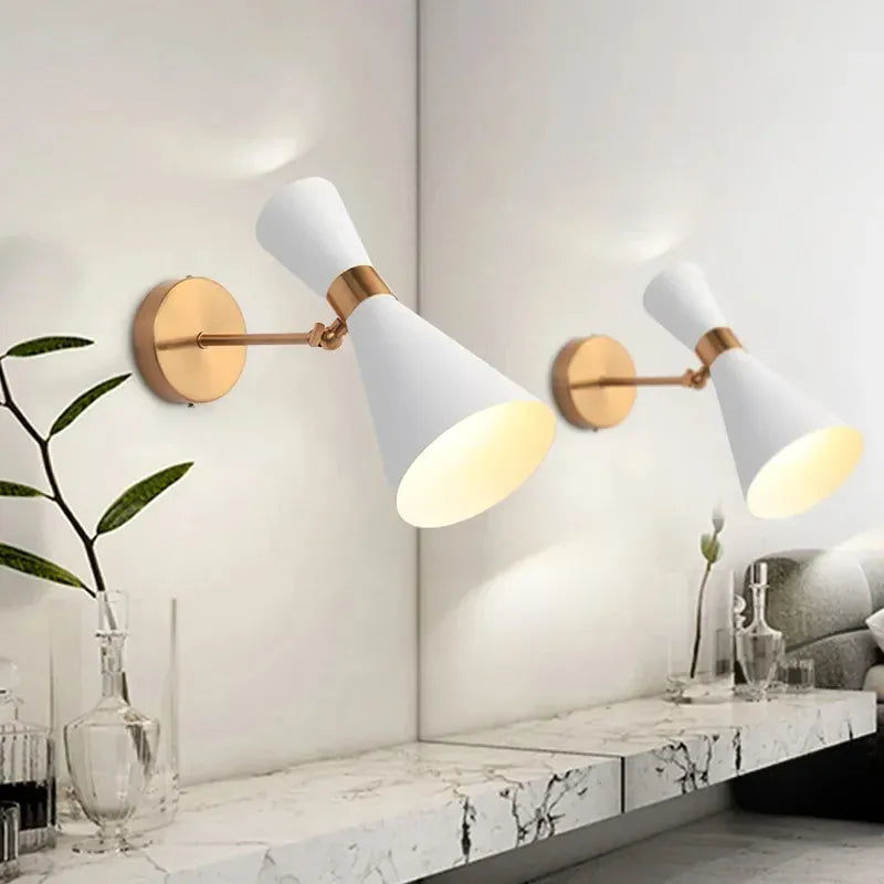 Verthara Premium Minimalist Gold & Black Bedside Wall Light