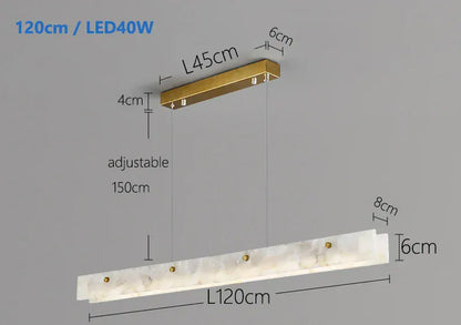 Verthara Premium Minimalist LED Linear Pendant Light with Natural Marble – Perfect Kitchen Island and Dining Room Lighting Gold L120cm / Tricolor no RC