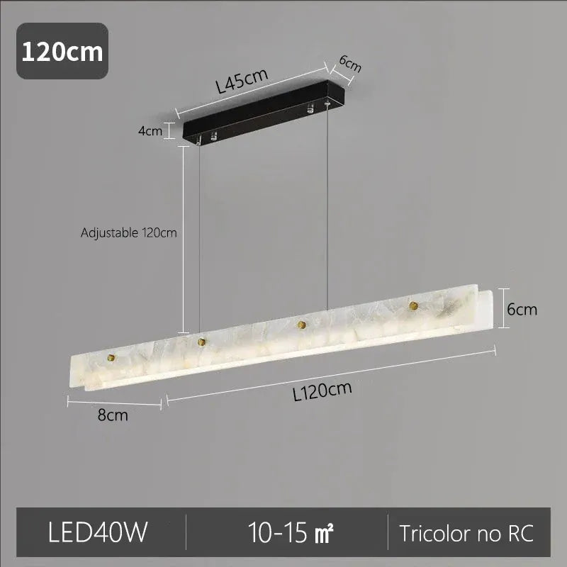Verthara Premium Minimalist LED Linear Pendant Light with Natural Marble – Perfect Kitchen Island and Dining Room Lighting Black L120cm / Tricolor no RC
