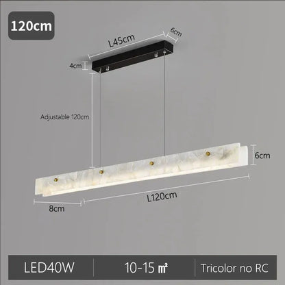 Verthara Premium Minimalist LED Linear Pendant Light with Natural Marble – Perfect Kitchen Island and Dining Room Lighting Black L120cm / Tricolor no RC