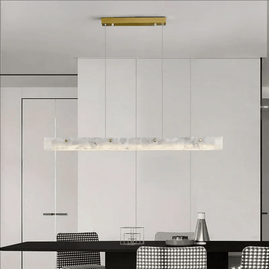 Verthara Premium Minimalist LED Linear Pendant Light with Natural Marble – Perfect Kitchen Island and Dining Room Lighting
